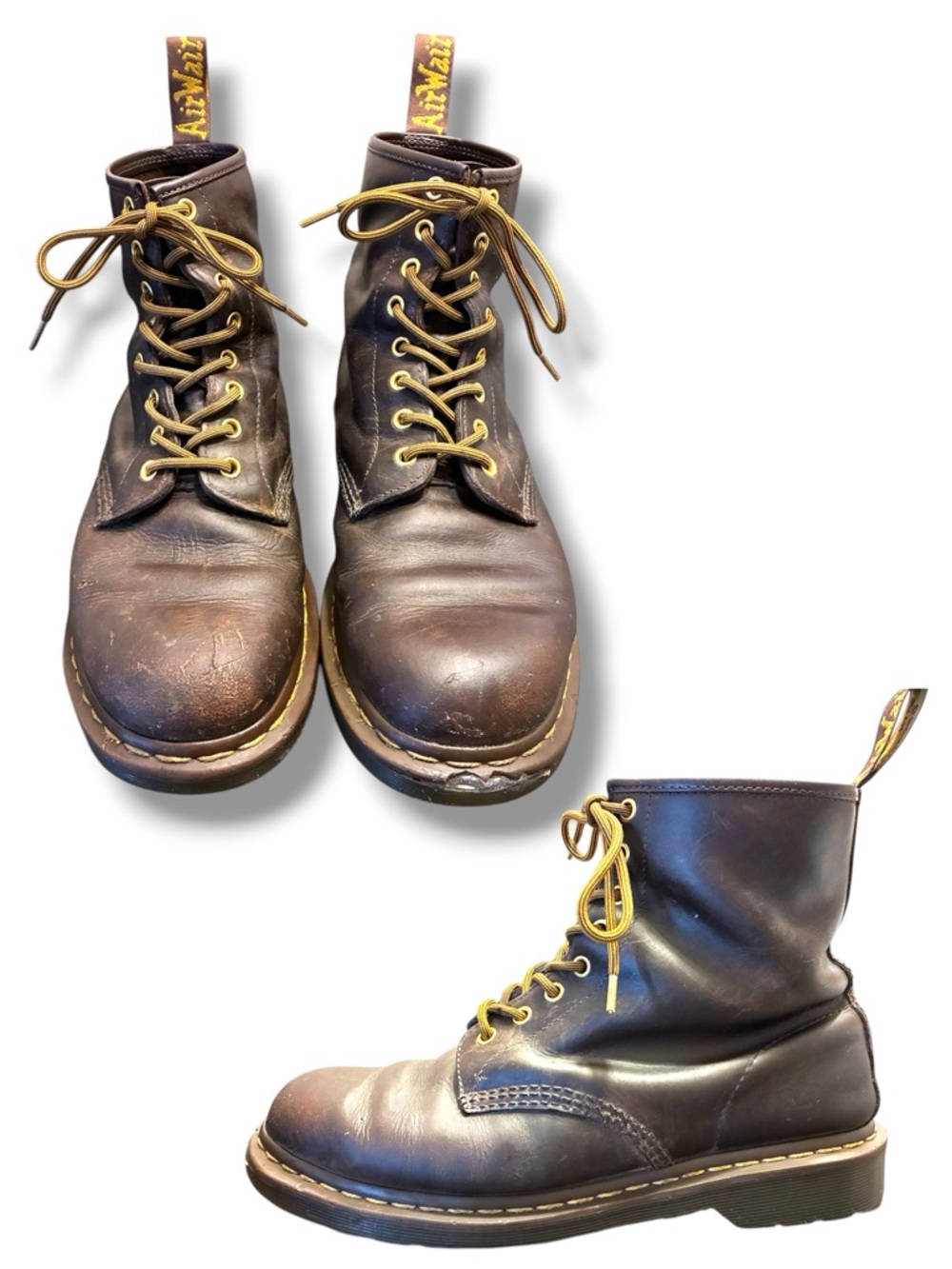 🤎 Dr. Martens Crazy Horse Boots Size 10 Men Distressed Leather Lace Up